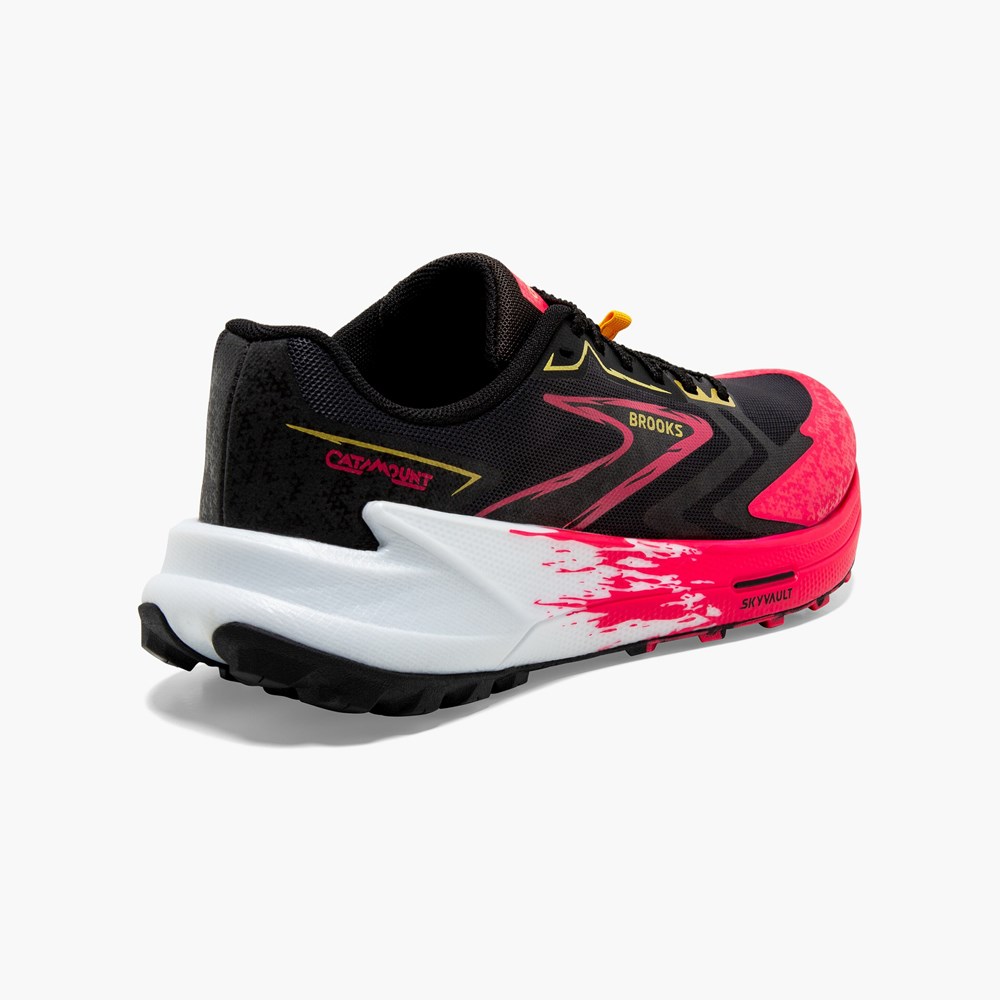 Chaussure Trail Running Brooks Catamount 3 Speed Noir Rose Citron Femme | VSY-9009522